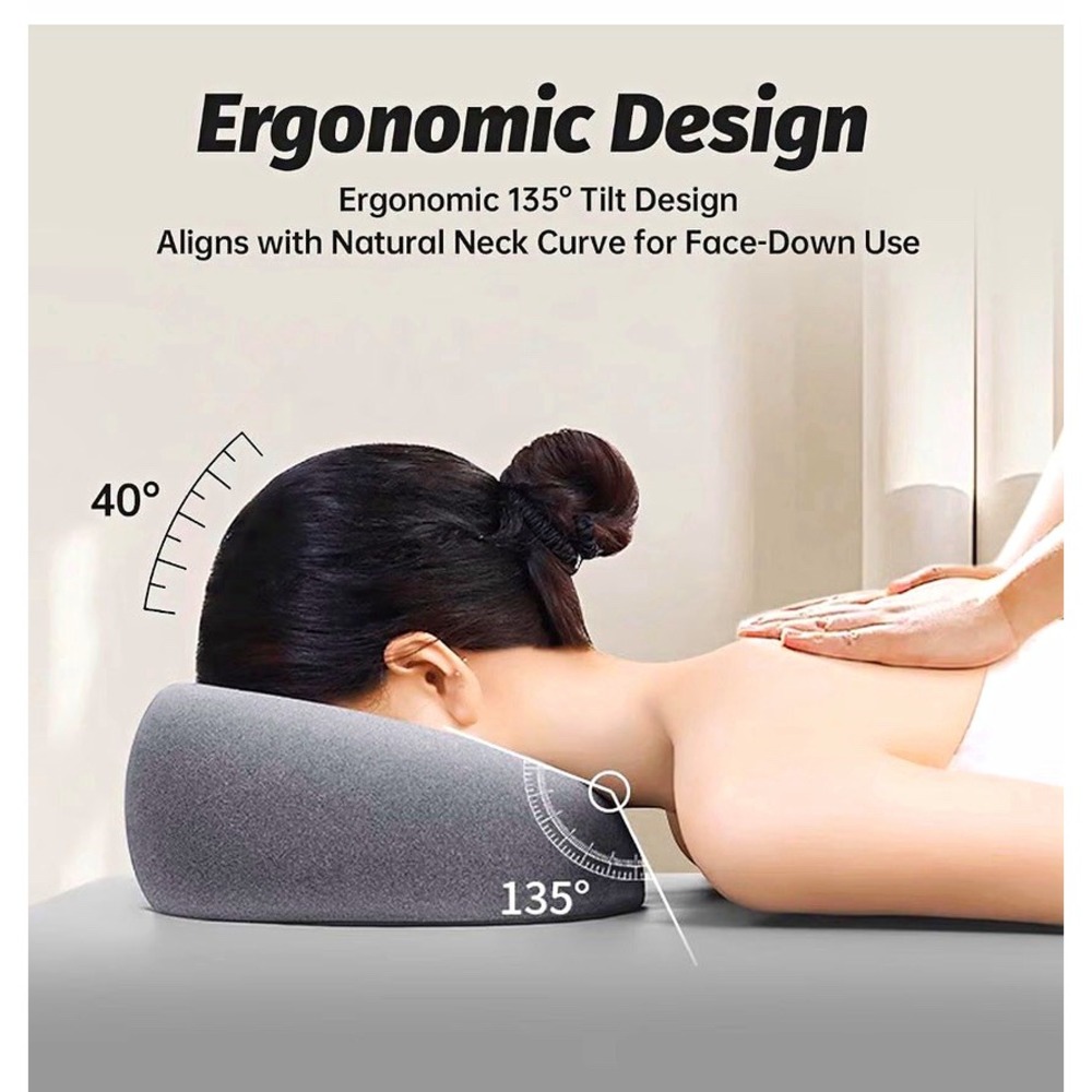 Memory Foam Face Cradle for Massage Table, Breathing Hole, Gray, Non-Slip[B]